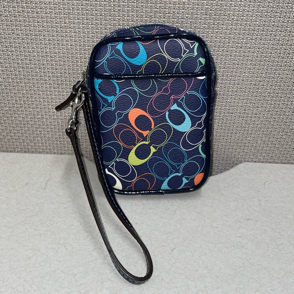 Coach Navy and Multicolor Wristlet